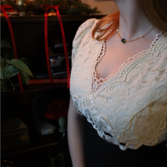 SOLD Scott McClintock Vintage 90's Lace Neckline Formal Long Dress Cocktail Gown - Picture 2 of 16